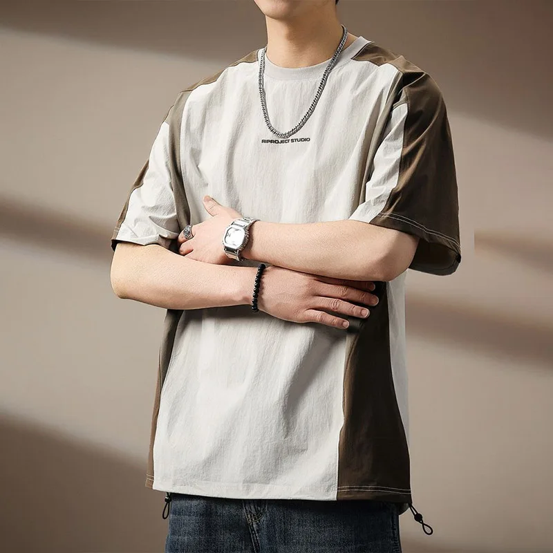 

Simple Round Neck Fashion New Comfortable Solid Color Summer Short Sleeve Men's Clothing Straight Versatile Retro Casual