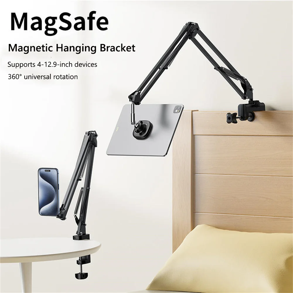 VRIG 360 Rotate Long Arm Phone Tablet Magnetic Holder Overhead Stand Desktop Bed Lazy Cantilever Bracket for Xiaomi Iphone Ipad