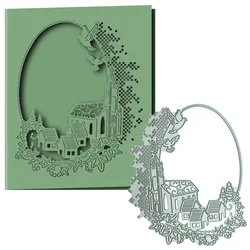 Large Die Cut Countryside Landscape Handmade Card Cover Surface Postcard Making Scrapbooking Punch Cutting Knife Clipart Craft