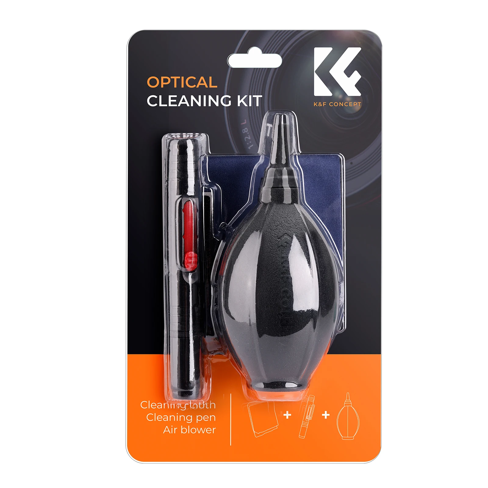 K & F Conceito DSLR Camera Kit De Limpeza, Lens Poeira Blower, Caneta De Limpeza, Microfibra Pano, 3in 1