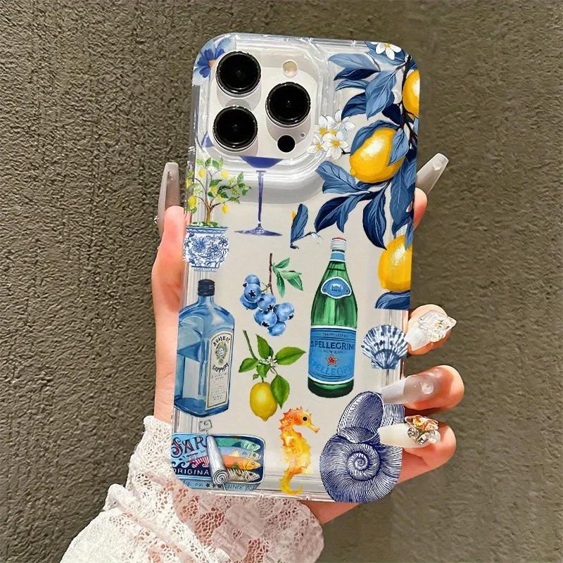 حافظة هاتف لزجاجة النبيذ من أوراق الليمون، مناسبة لهاتف iPhone 17، 16، 15، Plus، Pro، Max Series من الهواتف المحمولة - للاستخدام كهدية #1