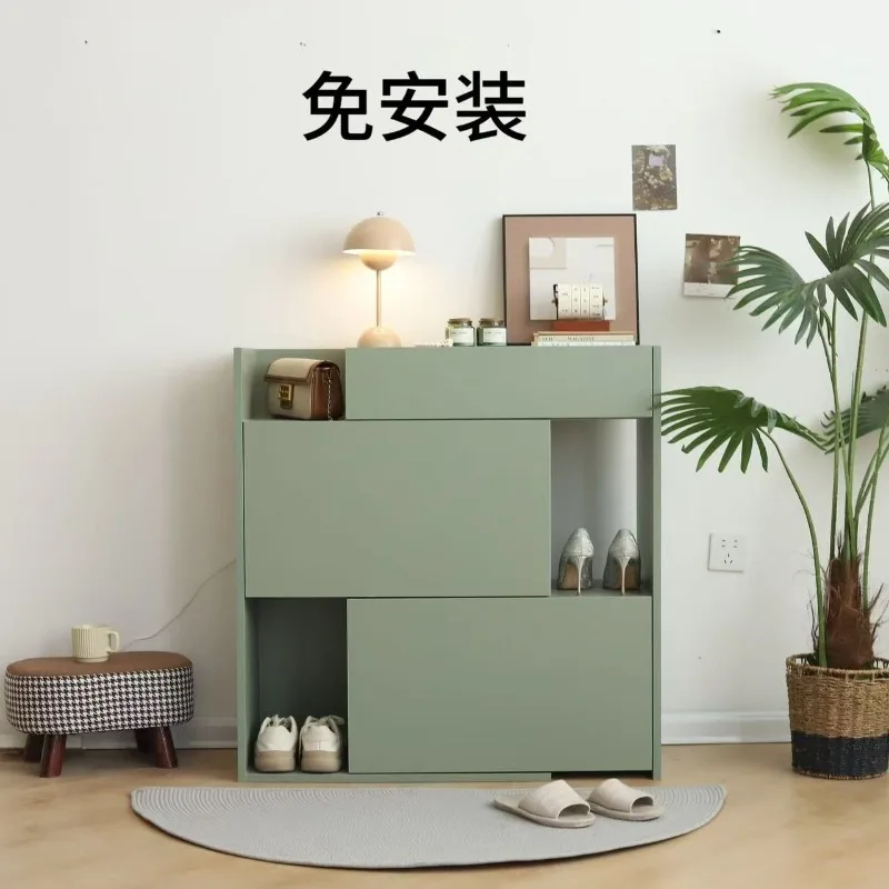 Installation-free Shoe Cabinet Drawer Living Room Hollow Balcony 2025 New Wall Retractable Multi-functional Shoe Cabinet
