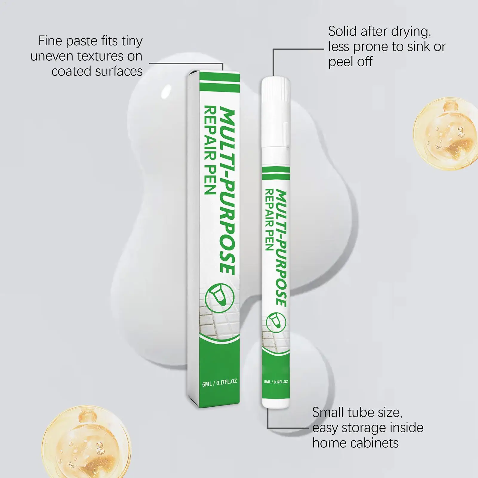 White Furniture Retouch Pen 5ml White Quick-Dry Scratch Removal Wall Scratch Repair Pen for Wood Wall Tiles Door Cabinet