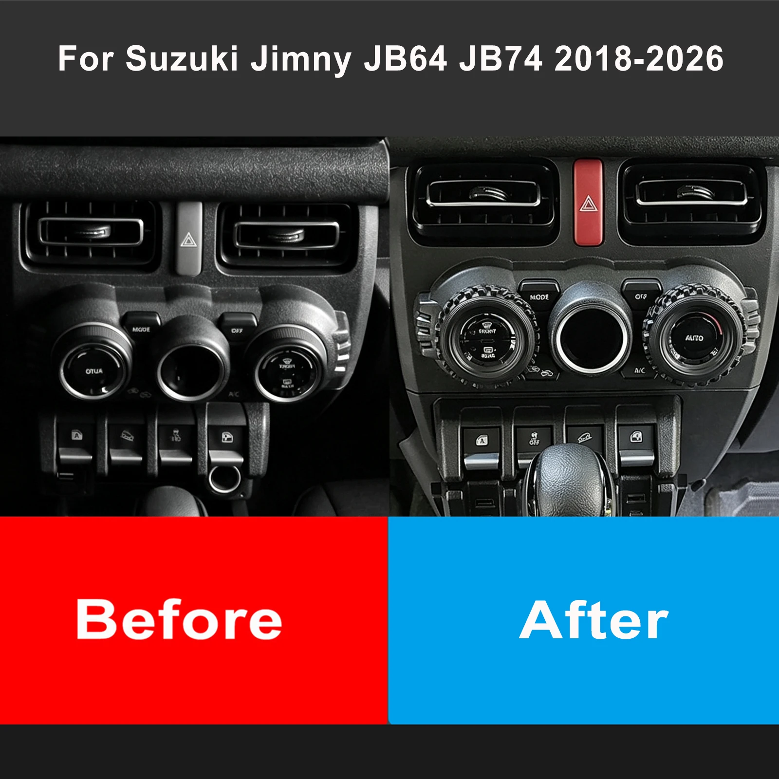 2 Stück Klimaanlagen-Knopf-Silikon-Dekorabdeckung Schalterverkleidung für Suzuki Jimny High-End-Modelle JB64 JB74 JC74 2/4-Türer 2019+ – Detail 2