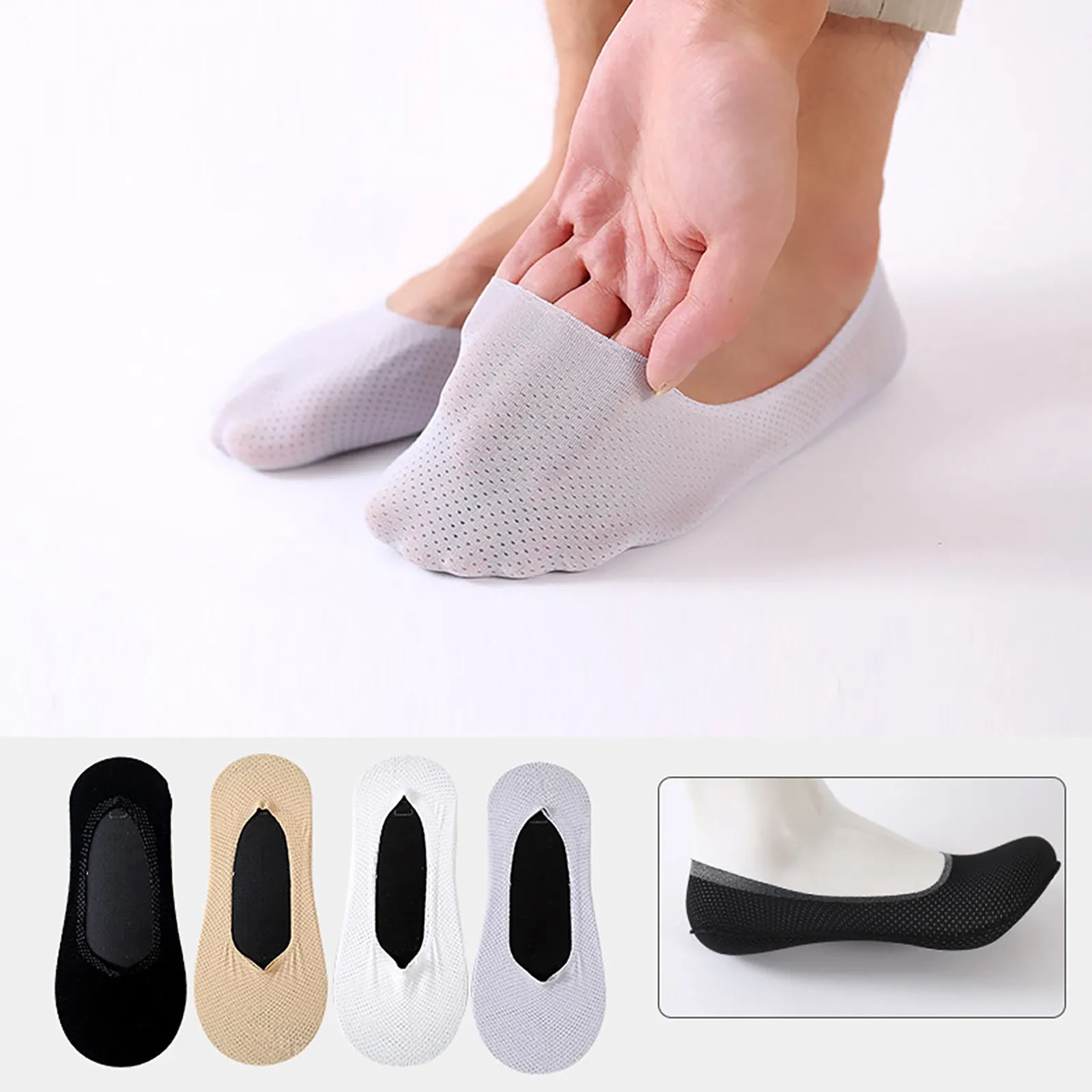 3 Pair Women\'s Ice Silk Socks Breathable Fashion Cotton Ice Silk Soft Non-Slip Thin Sports