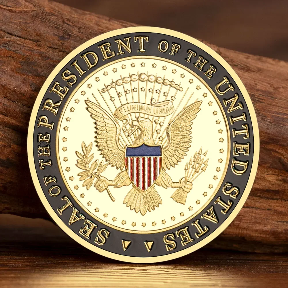 Moeda Comemorativa da Coleção do Serviço Secreto dos Estados Unidos com Selo Dourado do Presidente