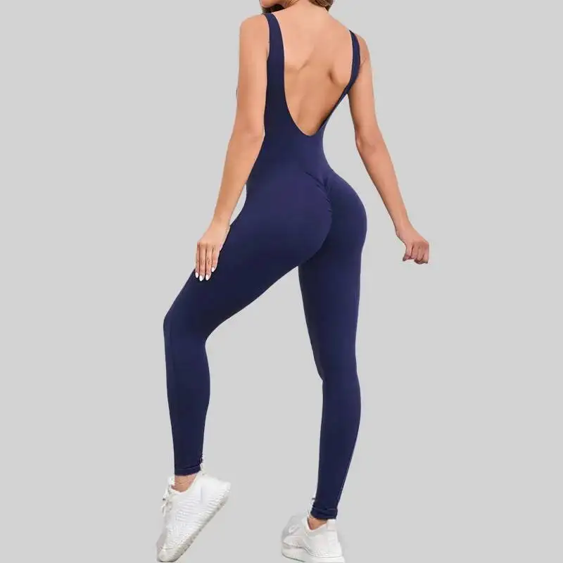 

Сексуальный комбинезон с открытой спиной, женская быстросохнущая одежда для йоги, цельный костюм без рукавов, женский комбинезон для тренировок