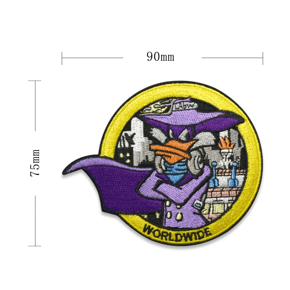 Cool Duck with Purple Clothes Badges Embroidery Patches Iron on Back for Jackets Sewing Cartoon Logo Applique Shoulder Straps