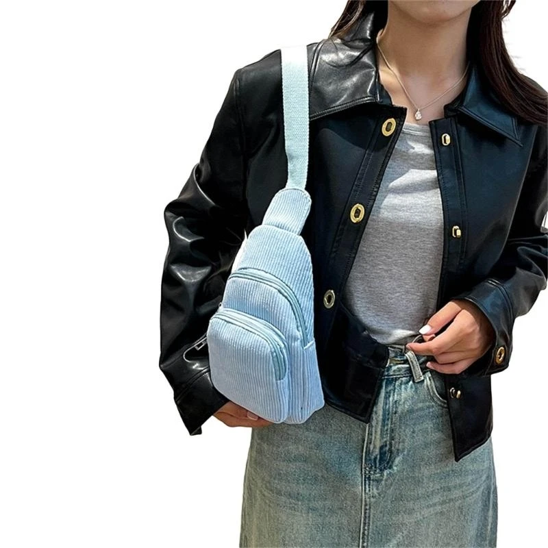 

Corduroy Crossbody Chest Bag for Travel Storage Suitable for Both Men & Women