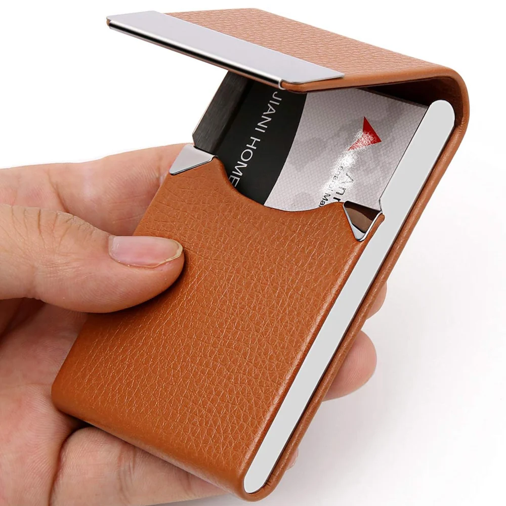 PU Leather Cigar Storage Box Name Card Case Multifunction Stainless Steel Cigarette Tobacco Holder Cases Smoking Accessories image 5