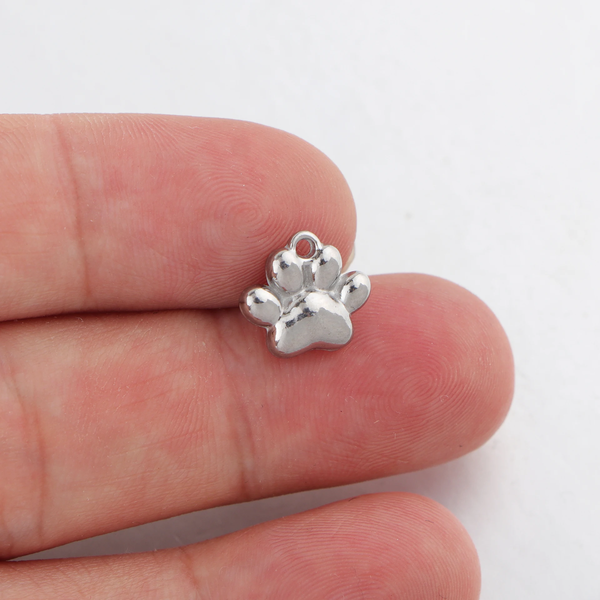 10pcs/lot Stainless Steel Dog Paw Charm Pet Footprint Pendant for DIY Necklace Earring Bracelet Jewelry Making Accessories