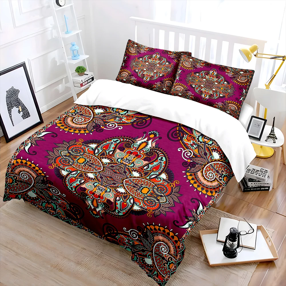 Vintage Symmetrical Floral Pattern Bedding Set 1 Duvet Cover 2 Pillowcases for Adult and Children Luxury Gift Full Size