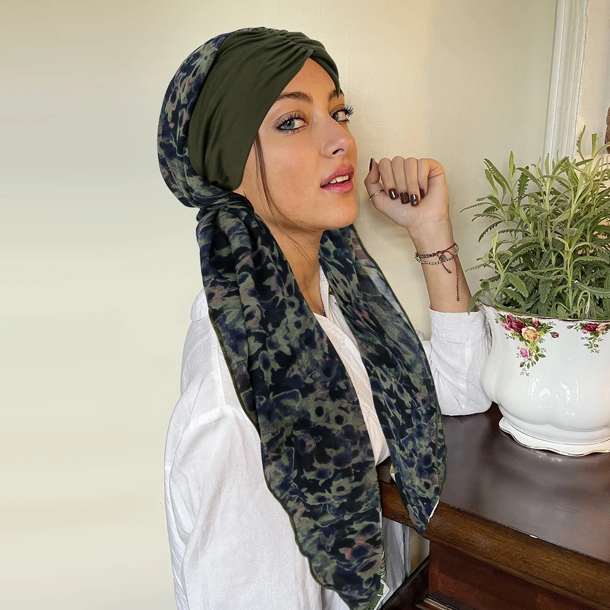 2026 New Spring Hair Cover Cap With Chiffon Hijab Muslim Turban Hat Women Chemo Cap Headscarf Wraps African Beanie Headwear