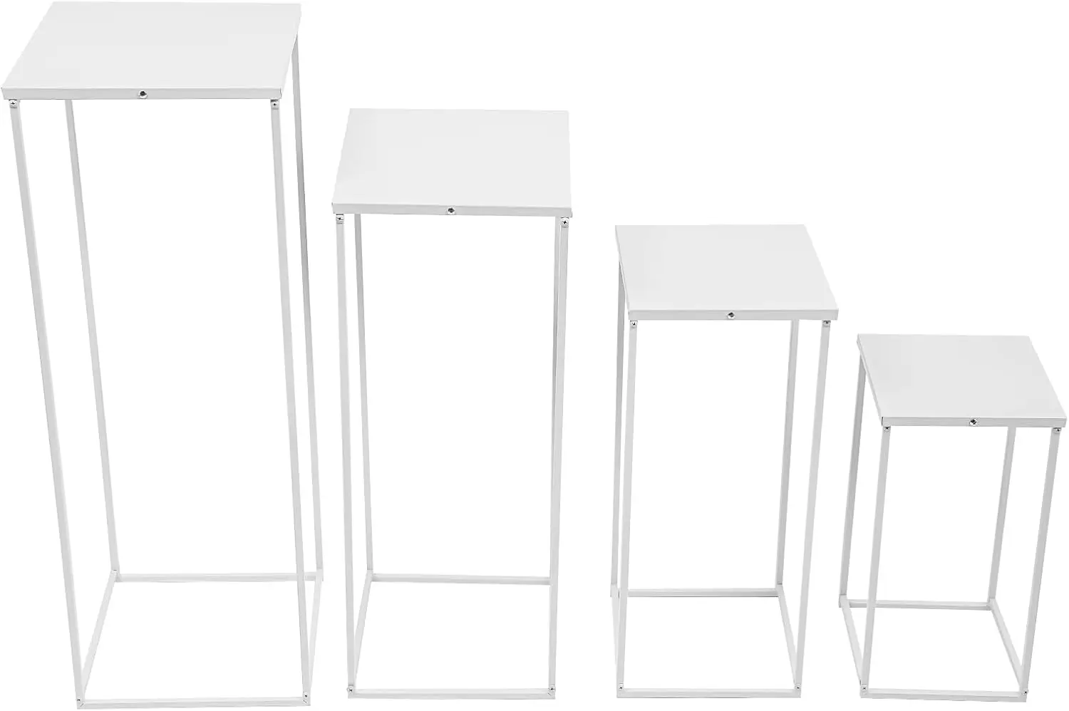 

Metal Wedding Flower Stand Floor Vase Column Flower Stand Geometric Centerpieces Vase for Tabletop Flower Arrangement,4Pcs,White