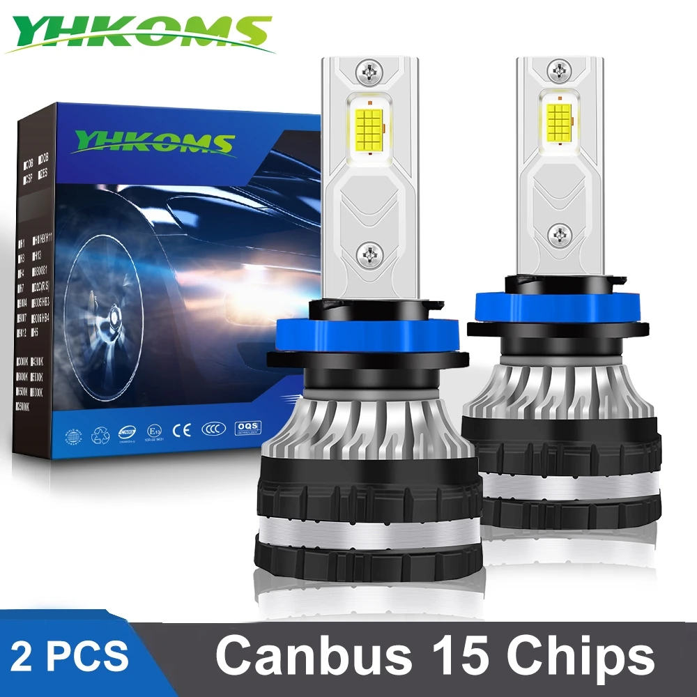 

Светодиодные лампы YHKOMS Canbus H7 H4 H11 для фар, высокомощные Canbus H1 H8 9005 HB3 9006 HB4, турбо-лампы 6000K, автомобильные фары 12В