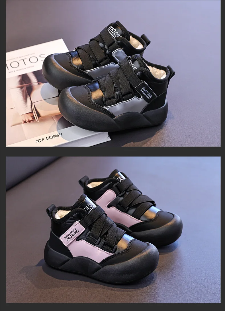 Jungen Mädchen Sportschuhe mit Fell 2026 Neue Mode Kinder Knöchelstiefel Warm für Winter Süße Schüler Kurze Stiefel Rutschfeste Weiche Sohle – Detail 14
