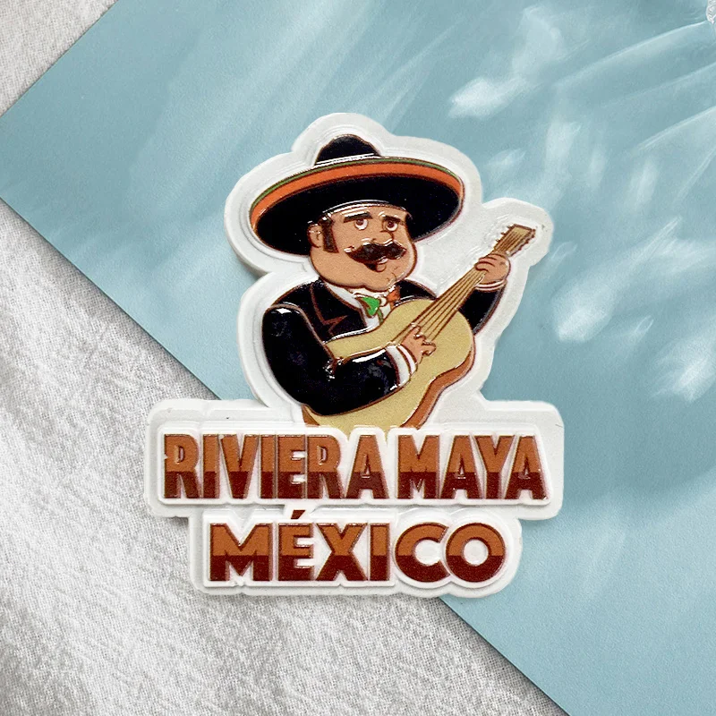 

Mexican Mayan Riverbank Guitar Artist High-end Refrigerator Magnet Travel Souvenir Home Decoration