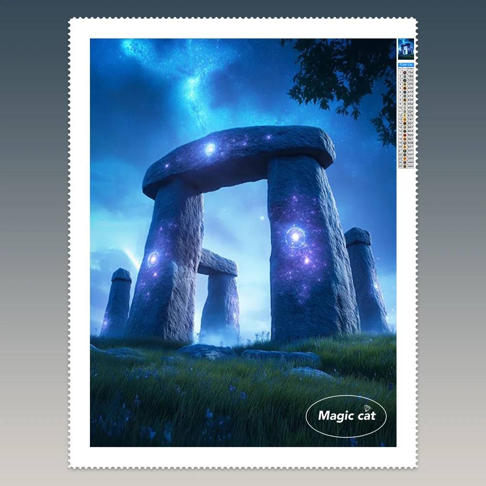 

Stonehenge DIY Diamond Painting Kit Unique Landscape Mural 5D Gem Embroidery Modern Living Room Wall Decor Gift