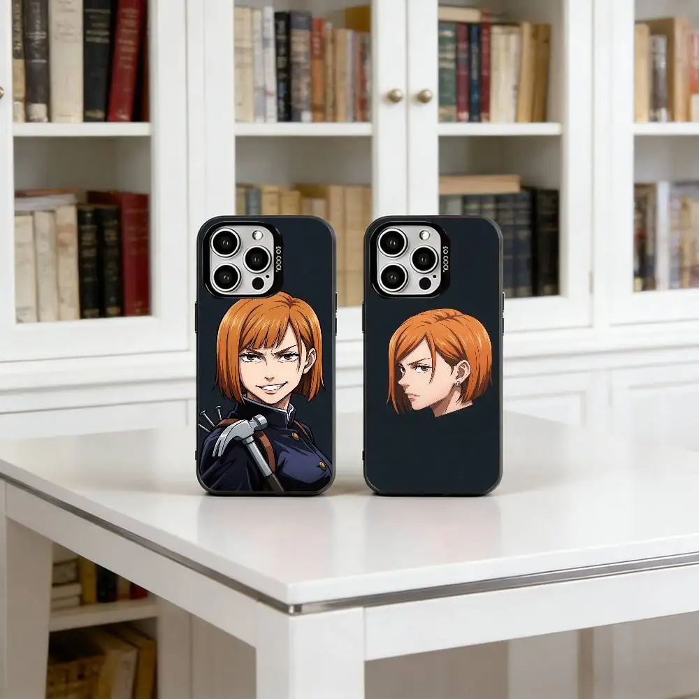 

Anime J-Jujutsu Kaisen N-Nobara Kugisaki Phone Case For iPhone 17,16,15,14,13,12,11 Plus,Pro Max,XS,Colorful Silver Black Cover