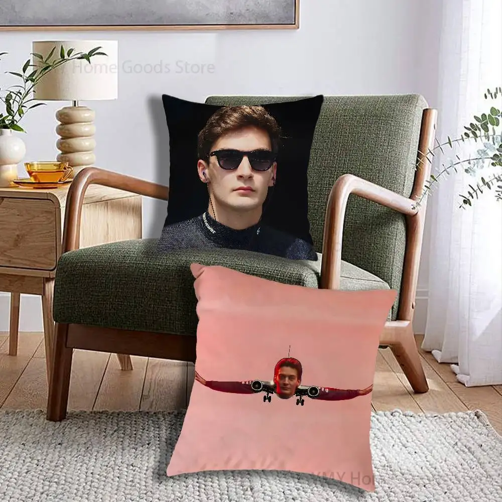 Racer G-George Russell Cartoon Print Throw Pillow Cover Square Cushion Case for Living Room Bedroom Decor