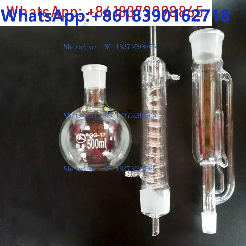 250ml-1000ml New Lab Soxhlet Extractor Essential Oil Steam Distillation Glassware Kits w/Thermostat Electric Heater Condenser