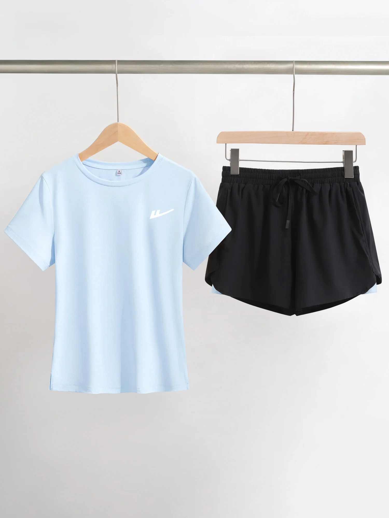 

Women's Qui Dry ort Sve Sportswear Set Casual Fitn Outfit T-irt Two-Piece Set Breathable Moisture ng