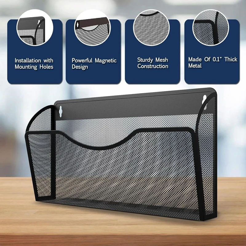 1-Tier Magnetic File Holder Magnetic File Holder Capacity Office Hanging Magazine Rack For Refrigerator, File Cabinets