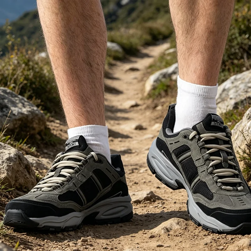 Skechers Men Hiking Shoes, Outdoor Anti-slip Walking Sneakers 51241-BBK/51241-CCBK