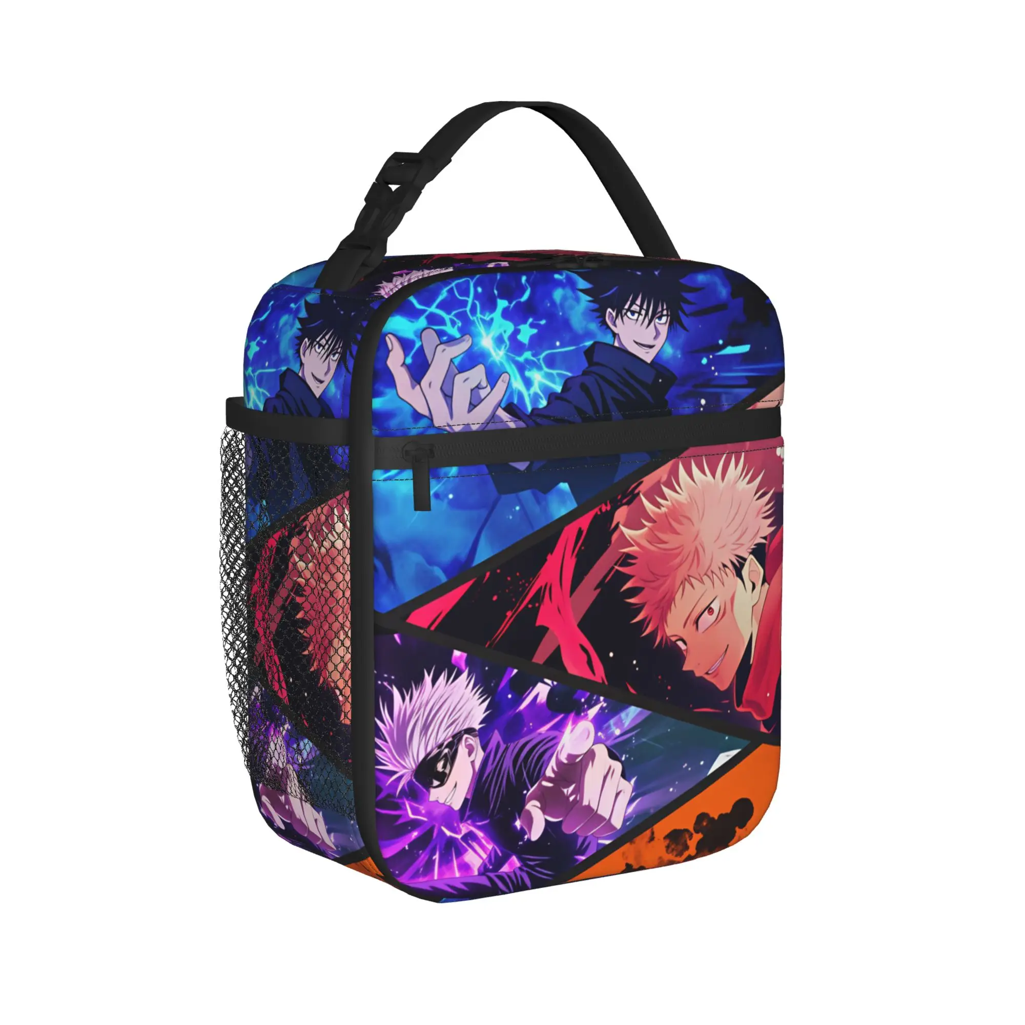 Satoru Gojo Comic Animation Lunch Bag For Child Lunch Box Funny School Cooler Bag Convenient Oxford Thermal Tote Handbags