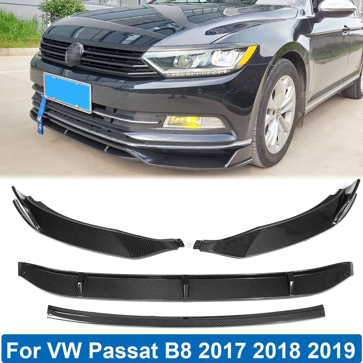 

Front Bumper Lip Splitter For Volkswagen VW Passat B8 Variant 2017-2019 Side Spoiler Body Kit Guards Protector Car Accessories