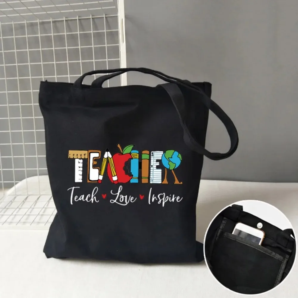 Teacher Life Rainbow Cotton Tote Bag Teacher Canvas Bag Graduation Gifts Tote Great Teachers Appreciation or End of Year Gift