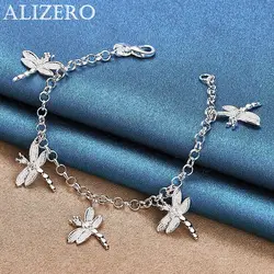 ALIZERO 925 Sterling Silver Bracelet Crystal Zircon Dragonflys Charms Bracelets For Women Fashion Wedding Party Jewelry Gifts