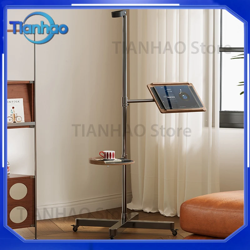 Multifunctional Stainless Steel Reading Stand Adjustable Height Floor Magazine Rack with Storage for All Devices