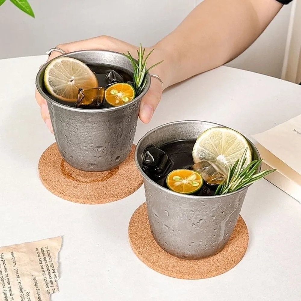 

Drinkware Vintage Cold Drink Cup Industrial Style Frosted Ice Cream Cup Thickened Metal Travel Cup BBQ