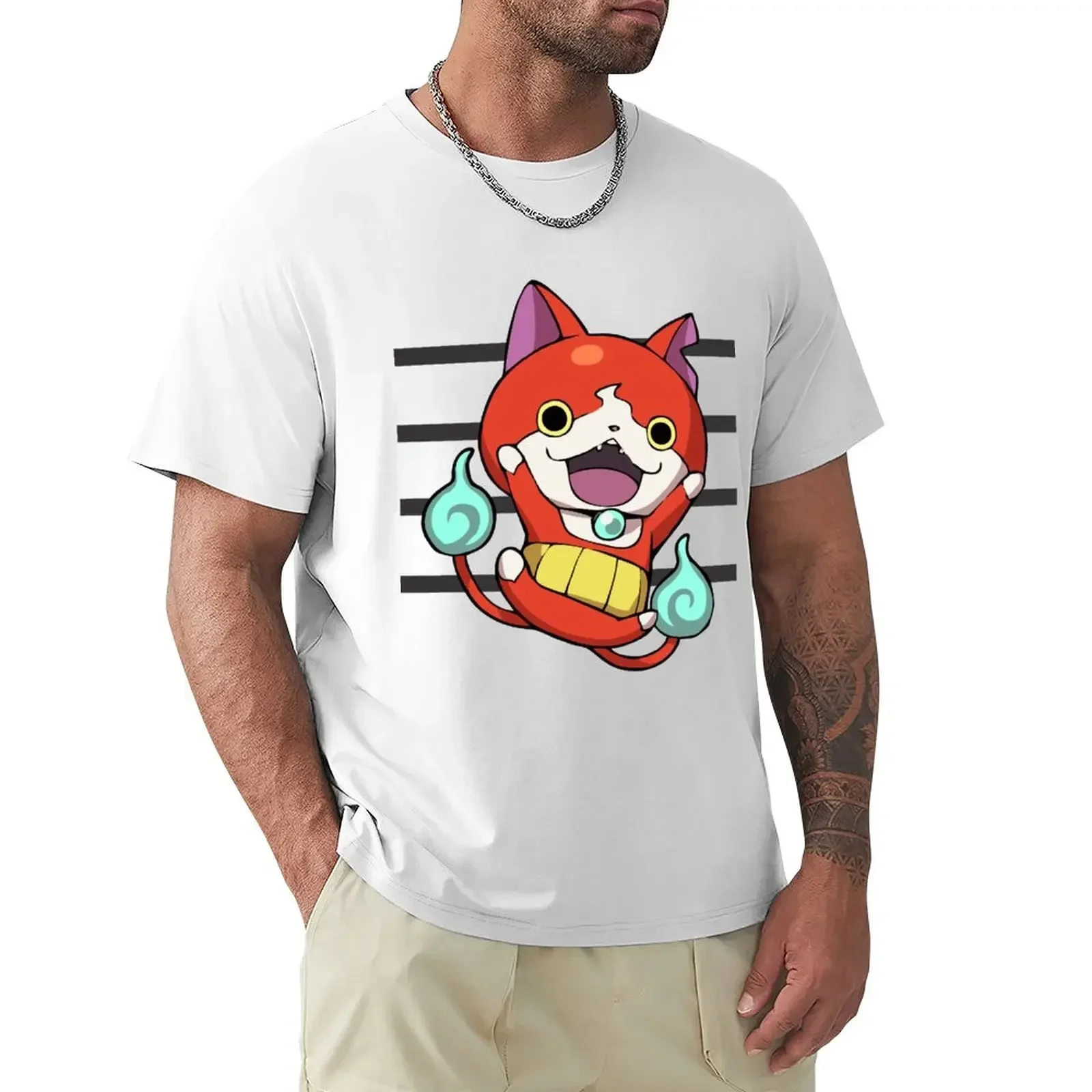 funnys customs t shirts for men cotton Yokai Watch Jibanyan 2 T-Shirt  Informal Hot Sale Round Collar harajuku Crewneck Outfits