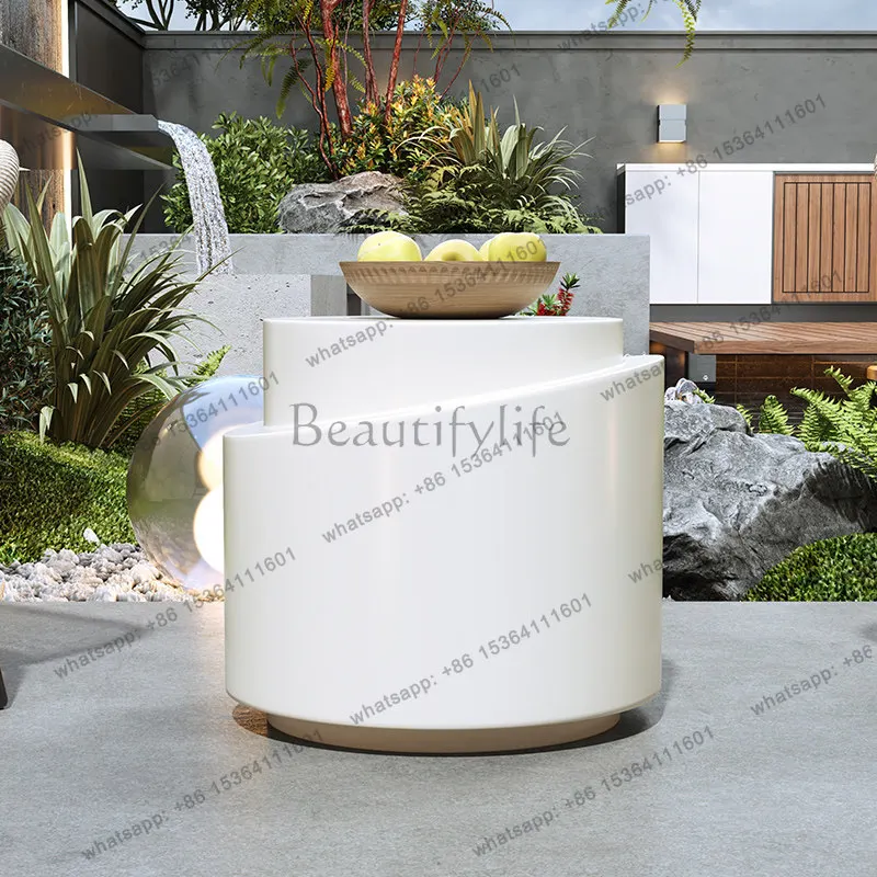 Living room hotel sofa magnesium oxide coffee table outdoor creative decoration small coffee table simple home
