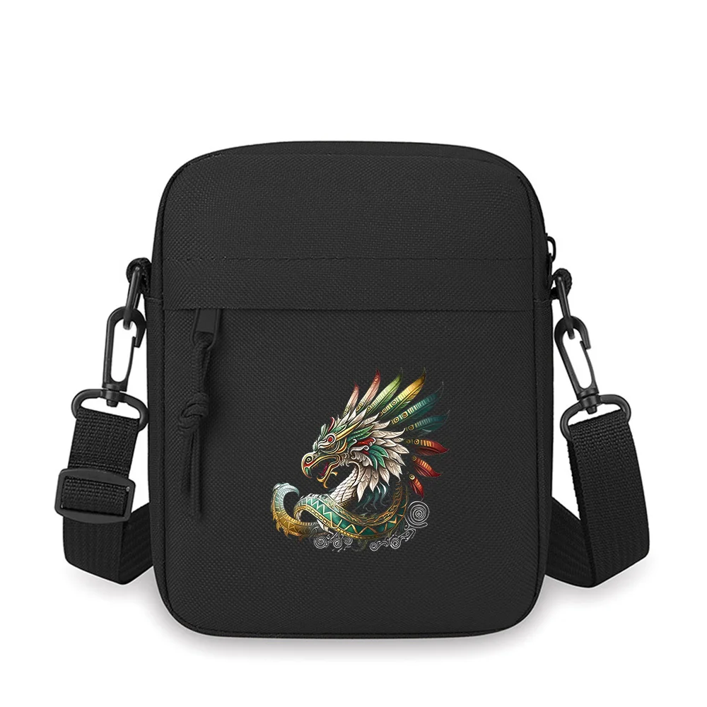 

Feathered Serpent head ornate design Men Crossbody Bag Single Shoulder Women Cartoon Anime Film Printing Design Unisex