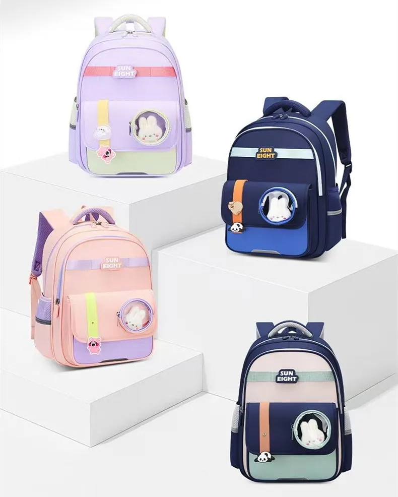 Sun Eight School Bag Grade 1-3 Primary Student Shoulder Orthopedic Backpack Large Capacity Light Water Proof Kids Gifts Mochilas