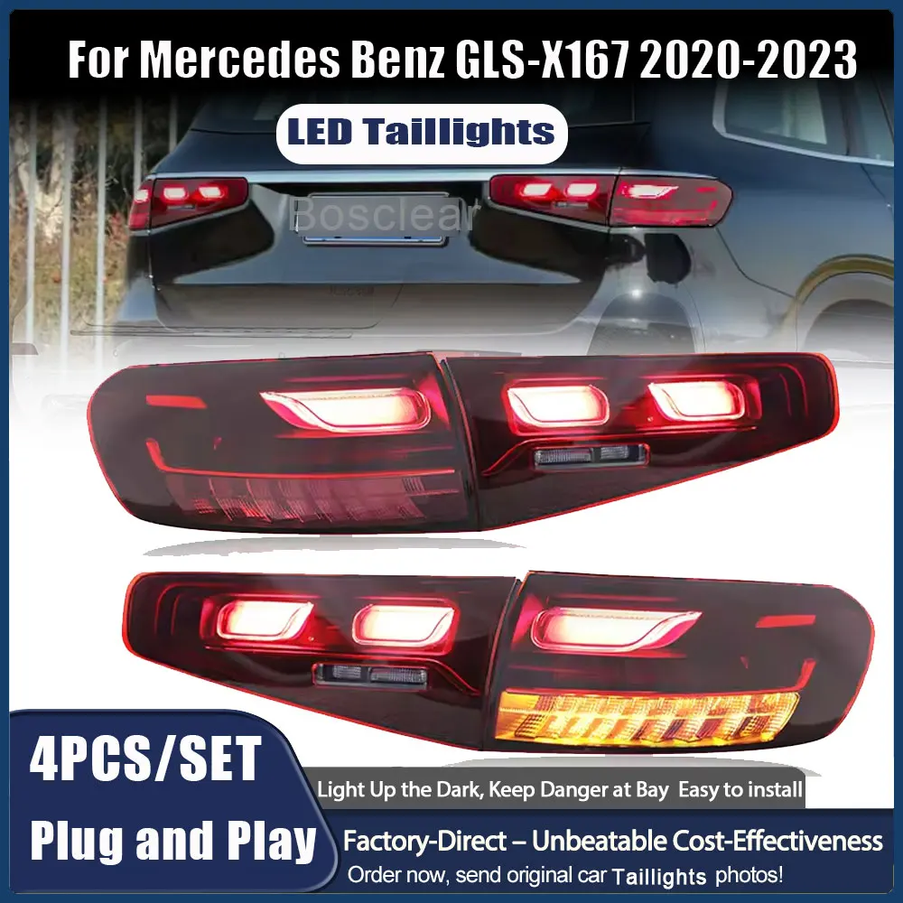 

Автомобильные фары для Benz GLS, задние фонари X167 2020 2021 2022 2023, светодиодные задние фонари для проектора, дневные ходовые огни, автомобильные аксессуары