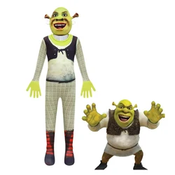 Kid Halloween Clothes Princess Fiona Shreks Cosplay Costume Fancy Green Monster Party Suits Boys Anime Roleplay Jumpsuits + Mask