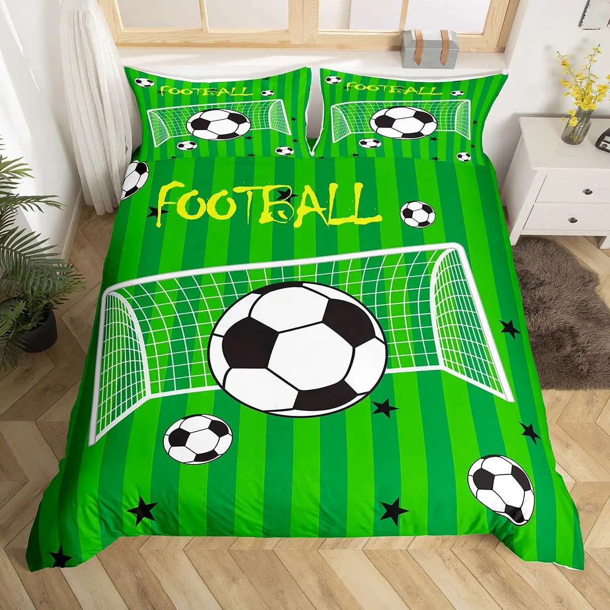 Soccer Ball Game Bedding Set for Kids Boys Girls Football Comforter Cover King Size Rugby Sports Duvet Cover Sport Quilt Cover