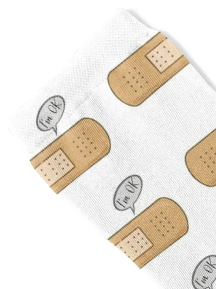 I'm OK funny bandages adorable cartoon first aid kit it will be ok Socks christmas gift Rugby gift Boy Socks Women's