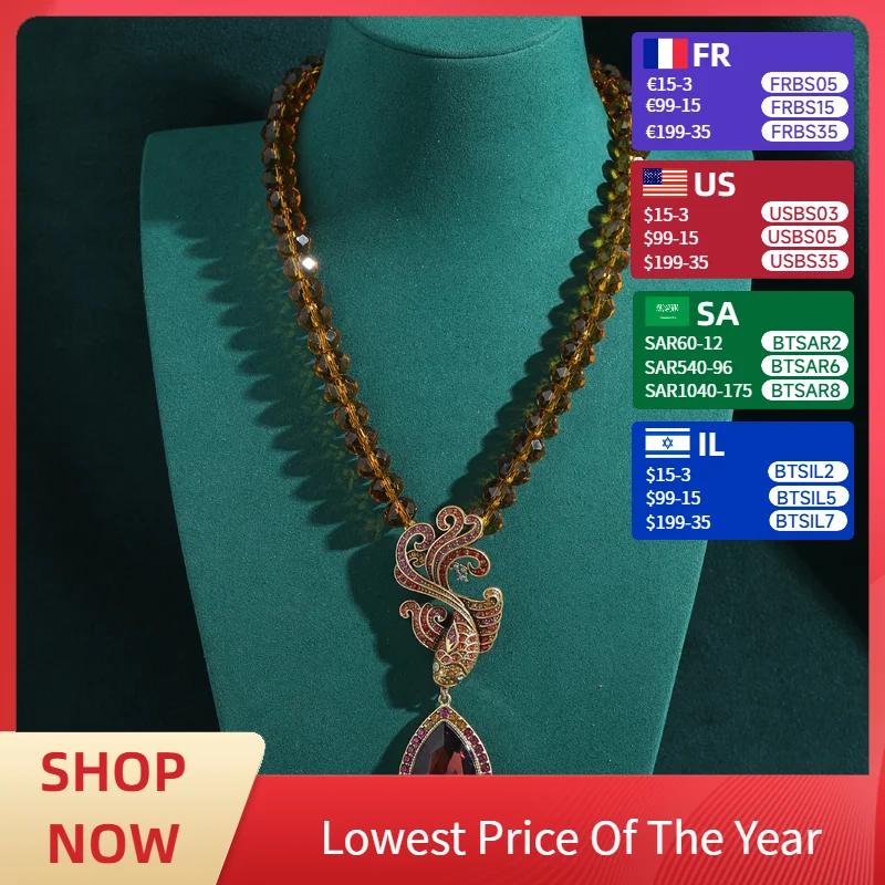 

Vintage Beads Necklace Natural Stone Purple Crystal Pendant Water Drop Gold Color For Women Accessories Antique Jewelry 2025