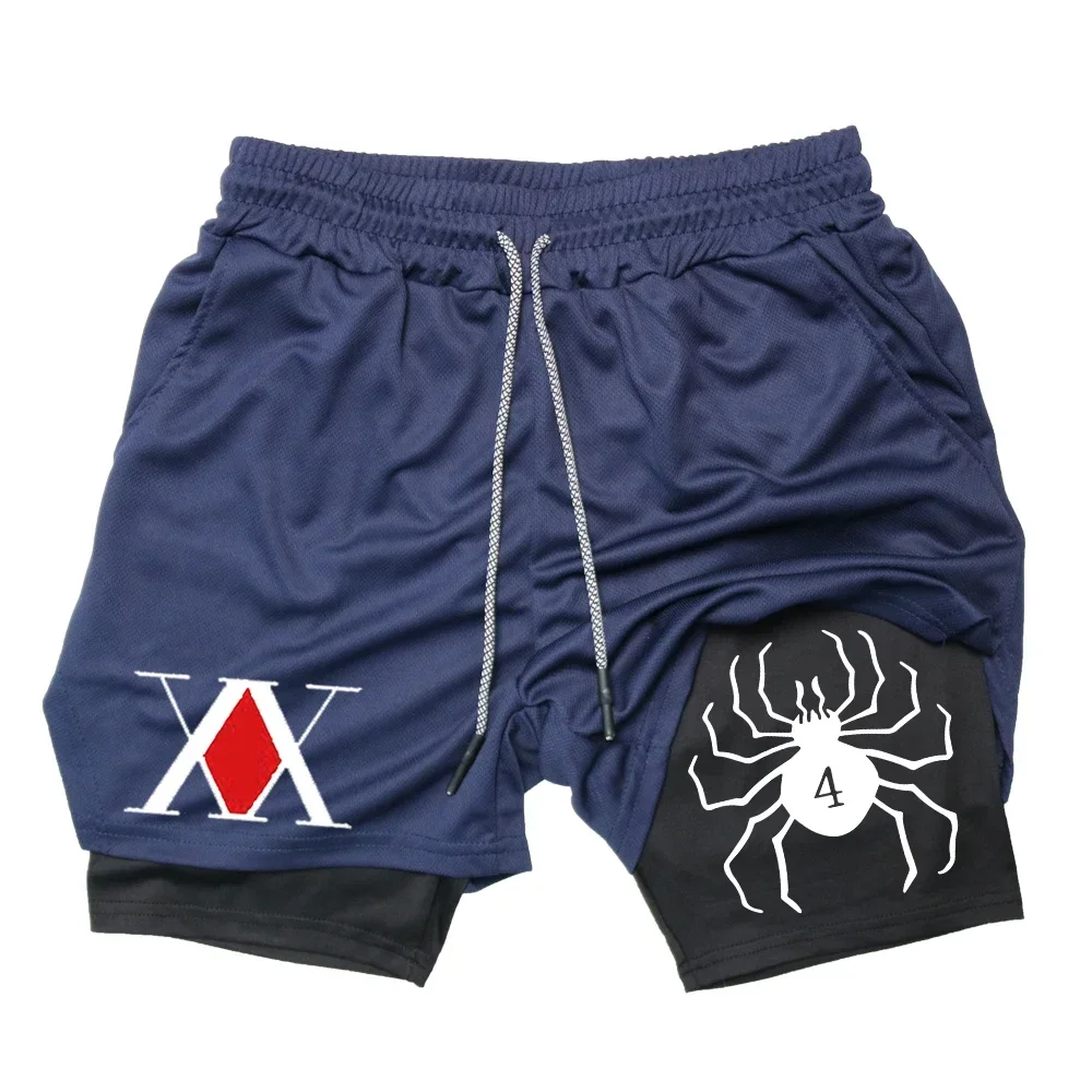 

Men's Anime Double-Layer Two-Piece Breathable Quick-Dry Sweat-Absorbing Sports Shorts Gym Jogging Pants
