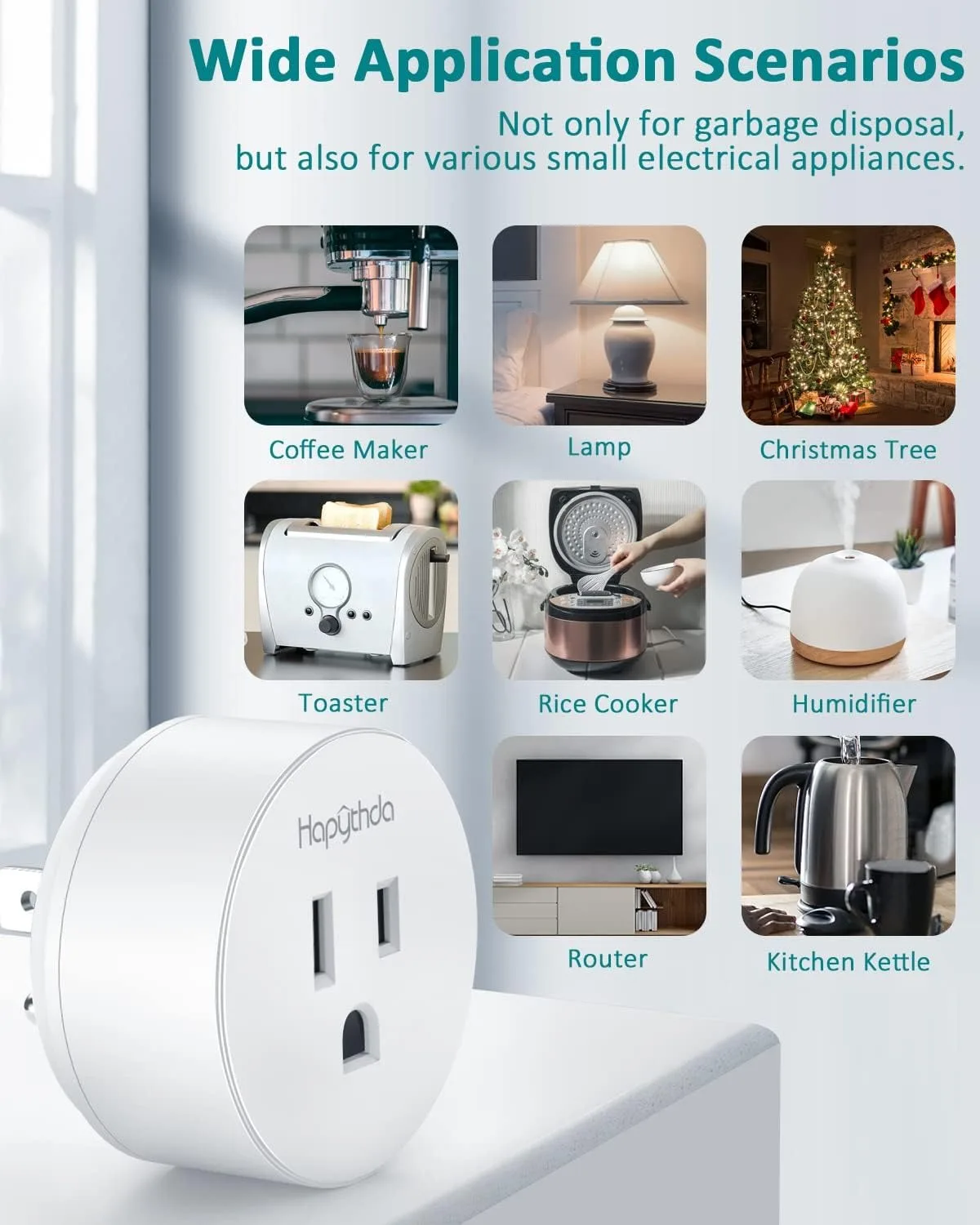 Garbage Disposal Air Switch with No Wiring Needed for 500ft RF Range Magnetic Base Smart Plugs for Household Appliances