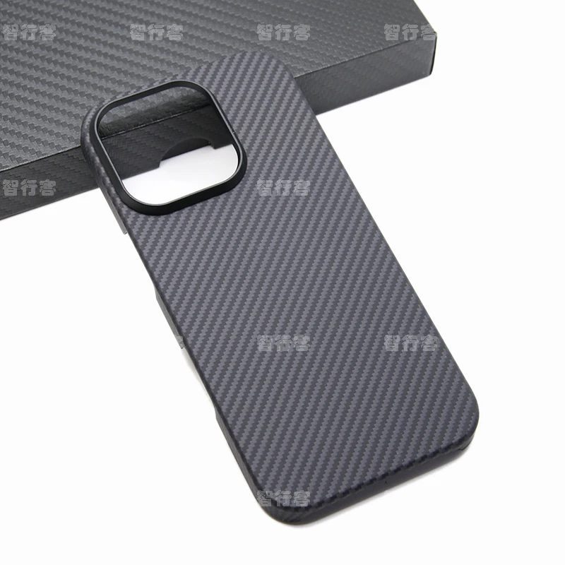 ZXKE Carbon Fiber Case For Apple iPhone16ProMax Cover Embedded Iron Sheet Magnetic Car Support Magsafe 600D Aramid Fiber Shell