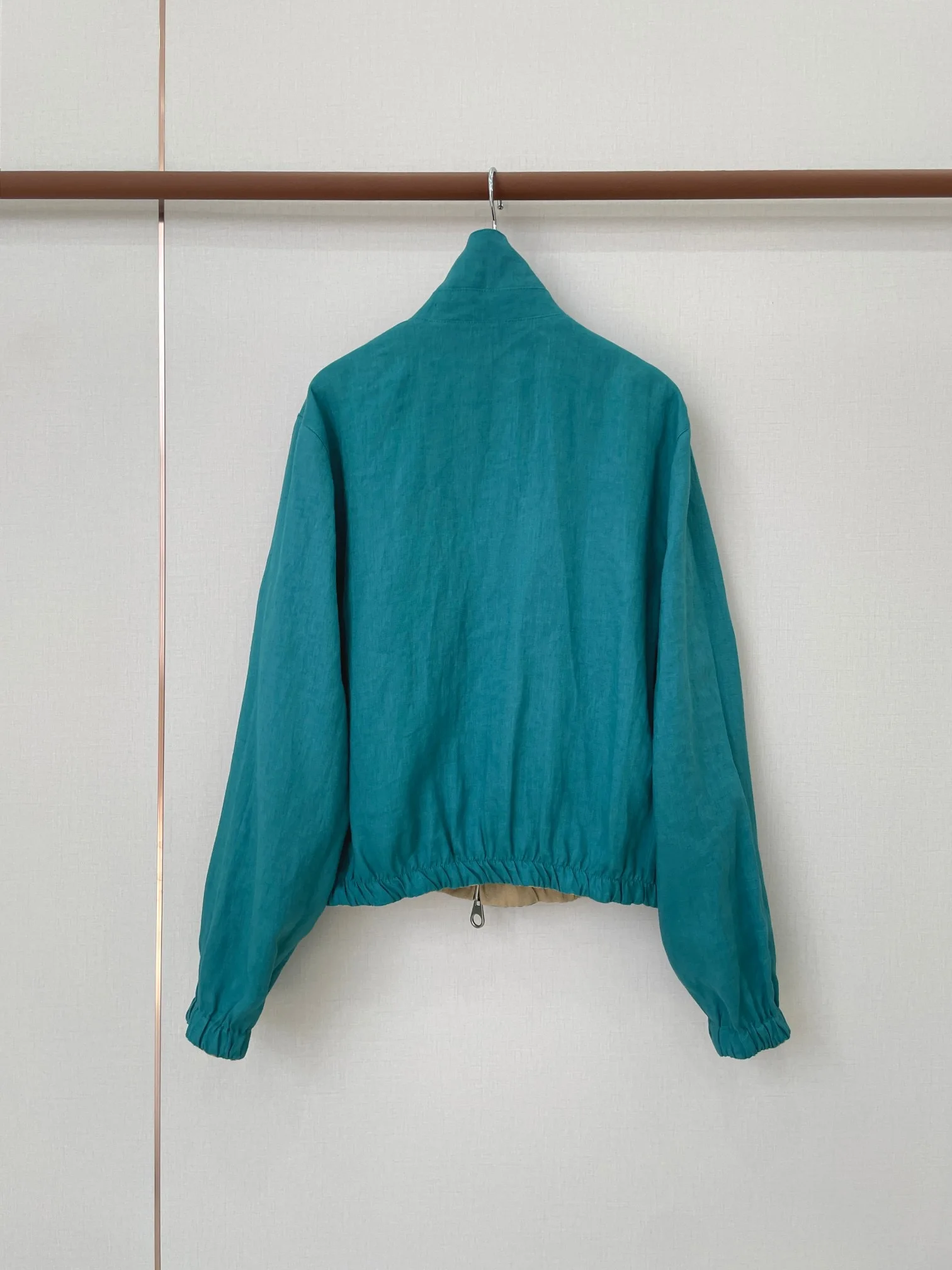 Women Reversible Stand Collar Long Sleeve Linen Jacket Slim Fit Casual Stylish