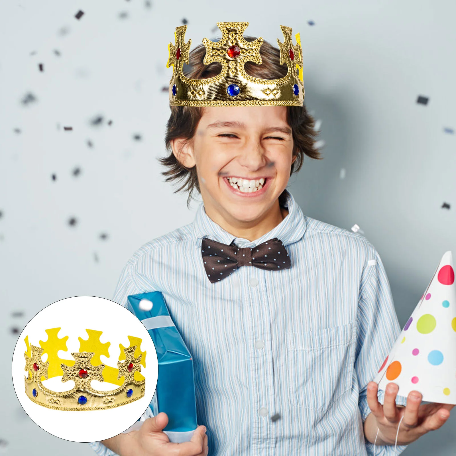 Gemstones for Kids Tiara Boys Prince Crown Cosplay King Crowns Golden Props Creative Performance Baby