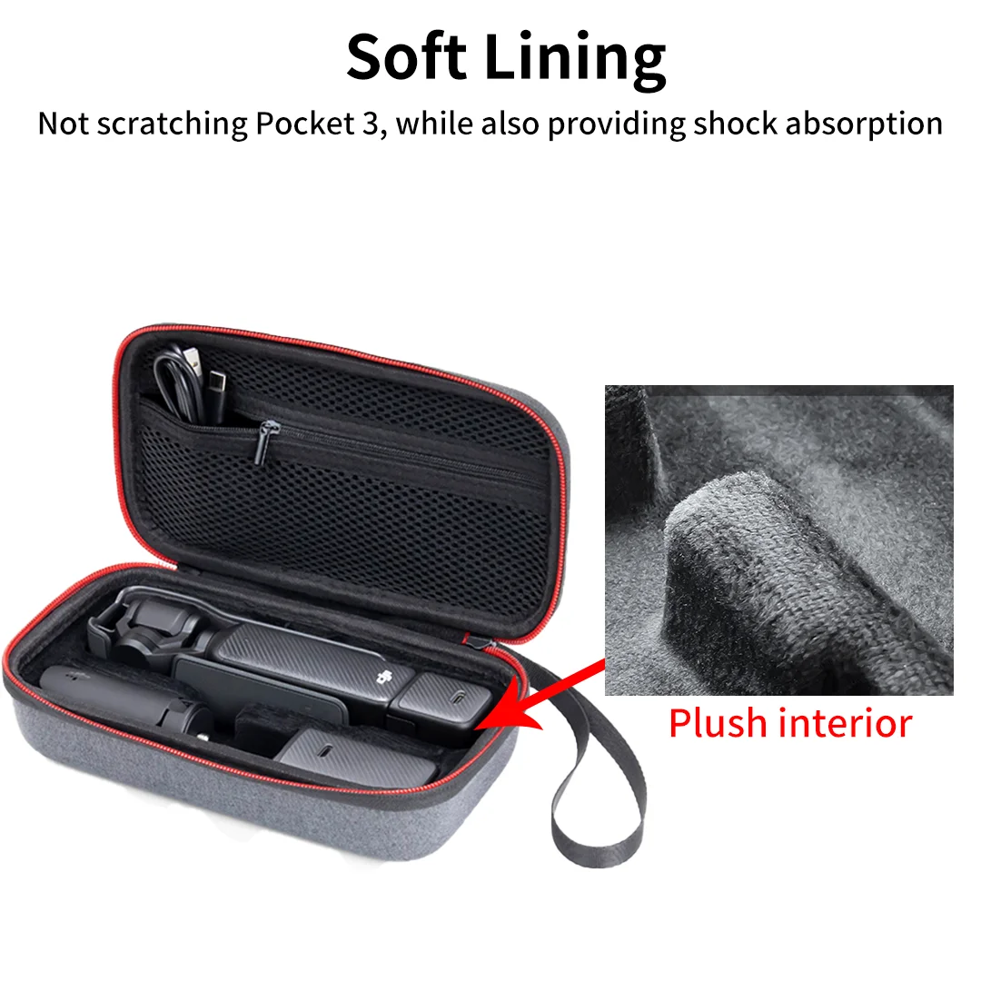 حقيبة حمل للجيب 3 حقيبة تخزين واقية مقاومة للصدمات محمولة مع حزام لملحقات DJI Osmo Pocket 3