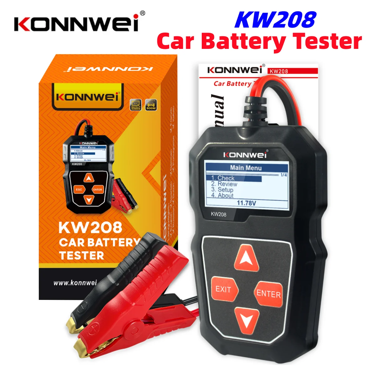 

KONNWEI KW208 Тестер автомобильного аккумулятора 12 В 100–2000CCA Тестер зарядки при запуске Анализатор аккумулятора 12 В Аккумуляторный инструмент